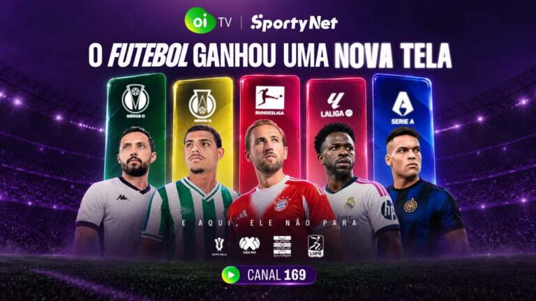 SportyNet na Oi TV anuncia futebol no canal 169 com Série B, Série C, Bundesliga, LaLiga e Serie A em estádio ao fundo