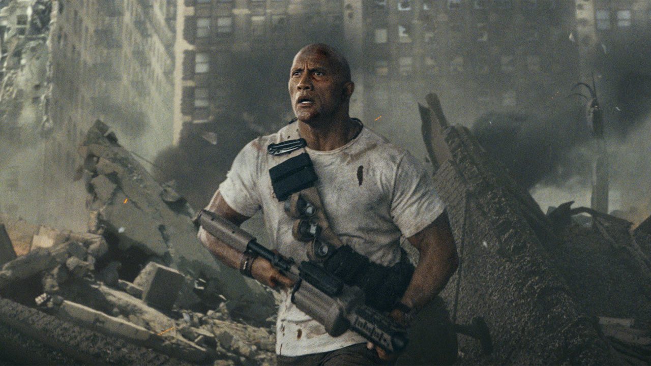 Dwayne Johnson no filme Rampage: Destruição Total, que será exibido pela Globo na Temperatura Máxima