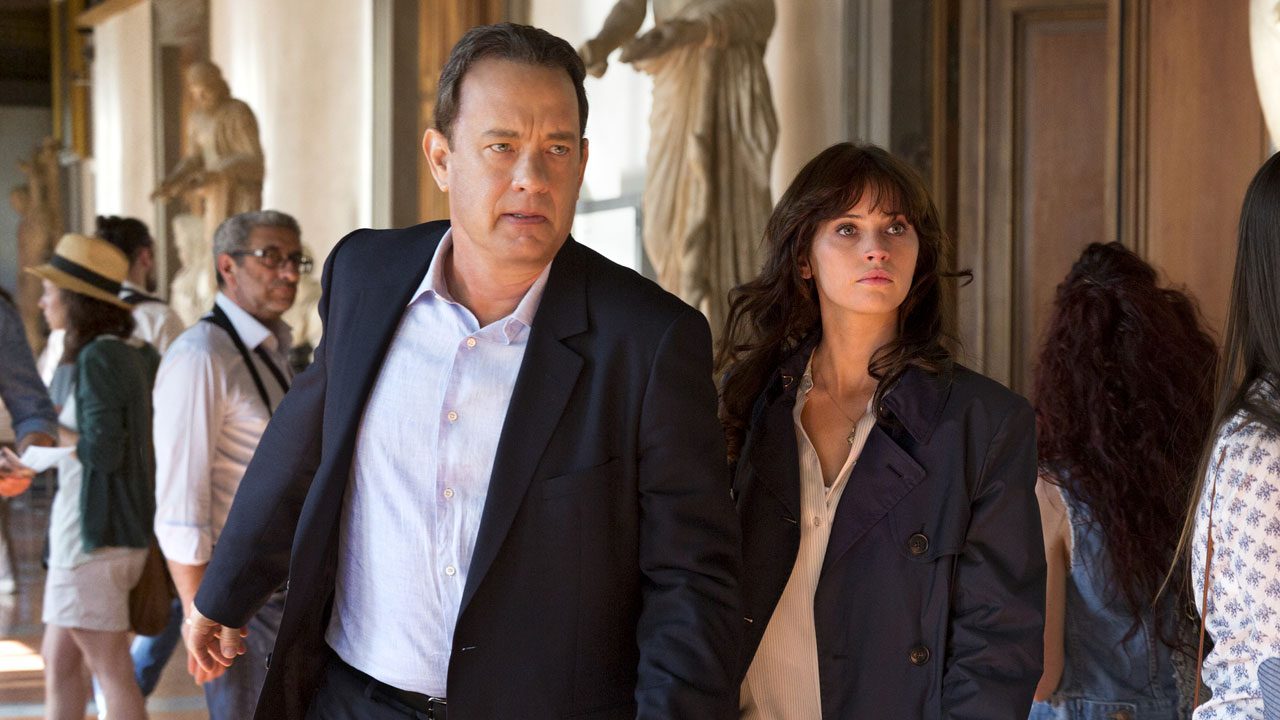 Tom Hanks e Felicity Jones em Inferno, filme que será exibido pela Band